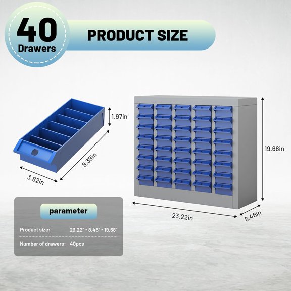 100 Drawer Tool Storage Cabinet with ABS Drawers, Bolt and Nut Organizer Parts Box, Hardware Shelving Unit for Garage and Workshop