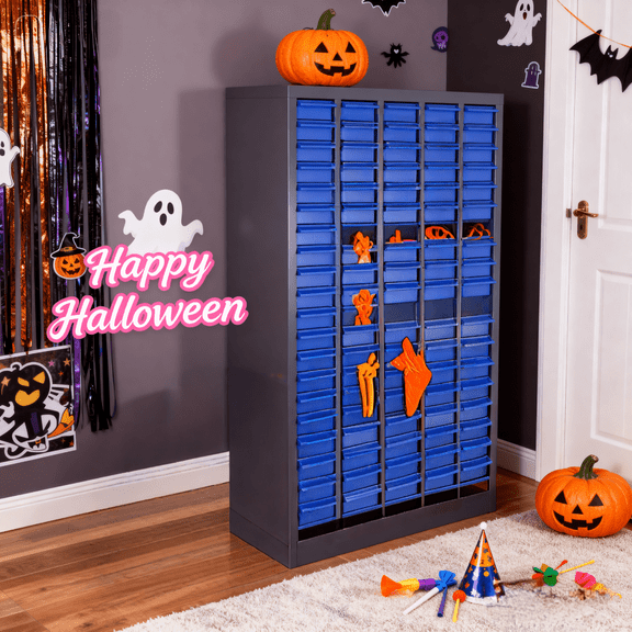 100 Drawers Parts Cabinet, Bolt Bin Hardware Organizer with Dividers and Labels, for Offices, Factories, Records Rooms, Nail Salons, Homes (3.9 X 2 X 7.8 In Drawer)