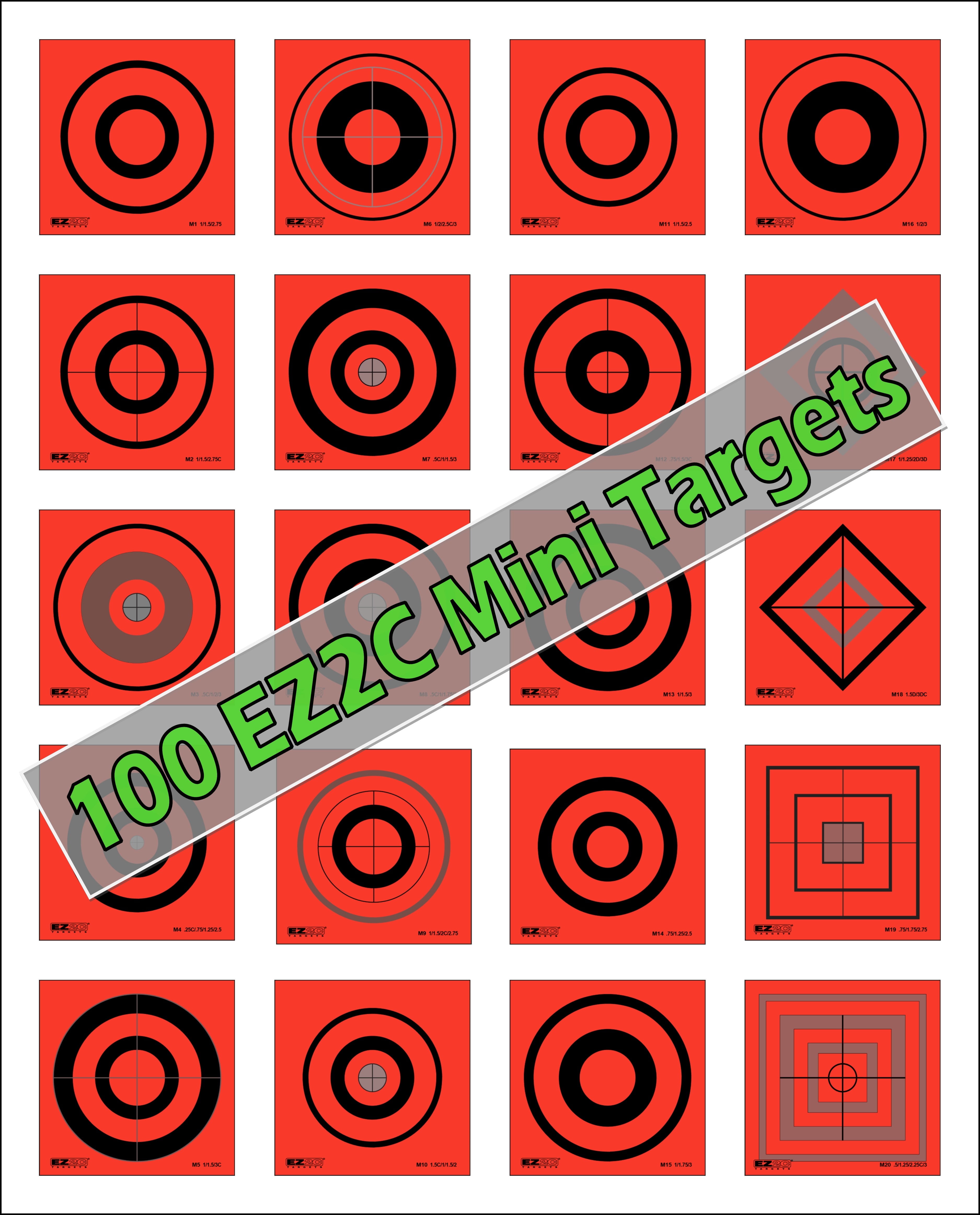 Target 151 100 EZ2C Mini Shooting Targets for Gun Range, Self-Adhesive 3.5