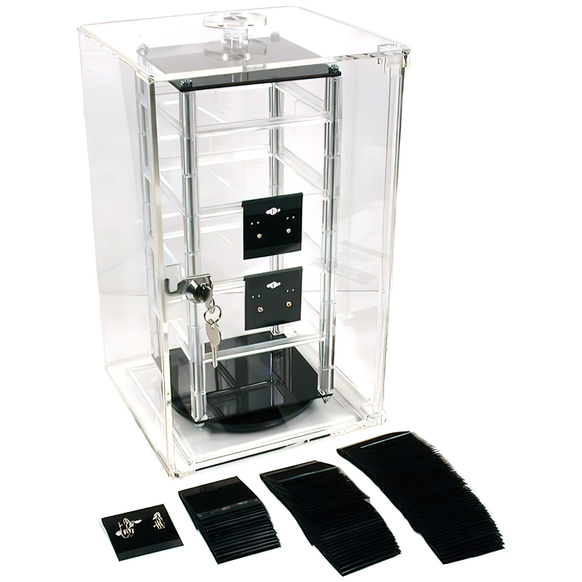 FINDINGKING 100 Earring Cards & Revolving Rotating Display Case 8.5"