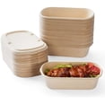 thumbnail image 1 of [100% Eco-Friendly] Disposable Food Containers with Lids – Sugarcane Pulp Take Out Boxes, Biodegradable, Compostable, Microwave Safe Lunch Containers – Pack of 50 (24 OZ), 1 of 6