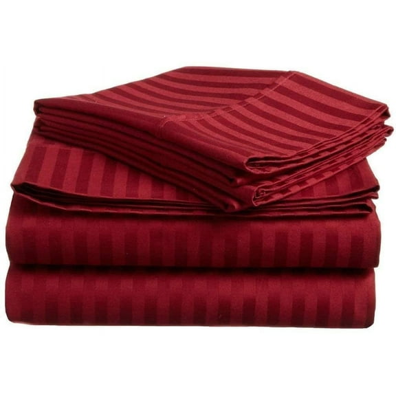 100% Egyiptan Cotton 800TC - Universal Boating Sheet Set AFT Berth The Best Boat AFT Berth Bedding Fits mattresses up to 10” Depth - Great Gift for Boaters, Burgundy Stripe