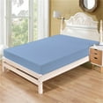 thumbnail image 1 of BedDecor 100% Egyptian Cotton 400TC 1Pcs Light Blue Twin Size 18 Inches Deep Pocket Fitted Sheet Stripes Pattern, 1 of 5