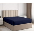 thumbnail image 1 of 100% Egyptian Cotton - 1 Piece Fitted Sheet with 12 Inch Deep Pocket, 600 Thread Count, All Around Elastic Fitted Bedsheet, Super Soft and Luxury- Navy Blue Solid, Full Size, 1 of 5