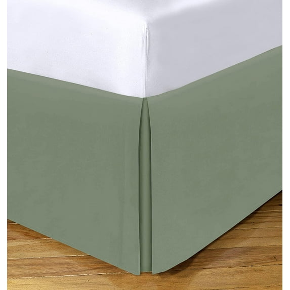 100% Egyptian Cotton 1000 Thread Count 1 Piece Box Pleated Bed Skirt Premium Luxury 21" Inch Deep Pocket Hotel Quality Bed Skirt Short Queen Size (60"X75") - Sage Solid