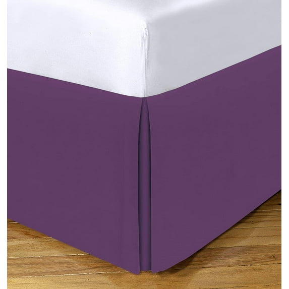 100% Egyptian Cotton 1000 Thread Count 1Pcs Luxury Hotel Quality Box Pleated Bed Skirt 15" Inch Drop, Olympic Queen Size (66"X80") Inch, Plum Solid