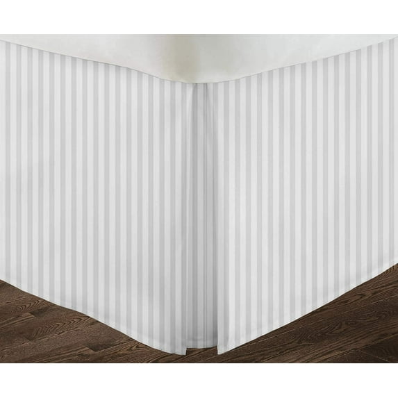 100% Egyptian Cotton 1000 Thread Count 1 Piece Box Pleated Bed Skirt Premium Luxury 21" Inch Deep Pocket Hotel Quality Bed Skirt Twin Size (39"X75") - White Stripe