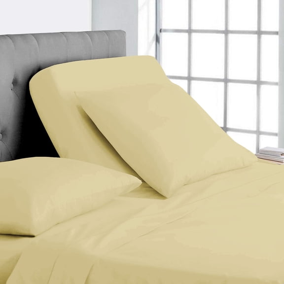 100% Egyptian Cotton - 1000 Thread Count Sheets for Adjustable Beds - 15" Inch Deep Pocket King Size Split Down 34" inches from The top - Split Head Sheets, Ivory Solid