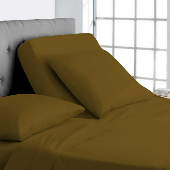 100% Egyptian Cotton - 1000 Thread Count Sheets for Adjustable Beds - 15" Inch Deep Pocket Queen Size Split Down 28" inches from The top - Split Head Sheets, Taupe Solid