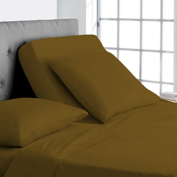 100% Egyptian Cotton - 1000 Thread Count Sheets for Adjustable Beds - 15" Inch Deep Pocket Queen Size Split Down 32" inches from The top - Split Head Sheets, Taupe Solid