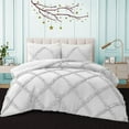 thumbnail image 1 of 100% Egyptian Cotton 3Pcs Diamond Ruffle Duvet SetSolid (White, Full / Queen), 1 of 8