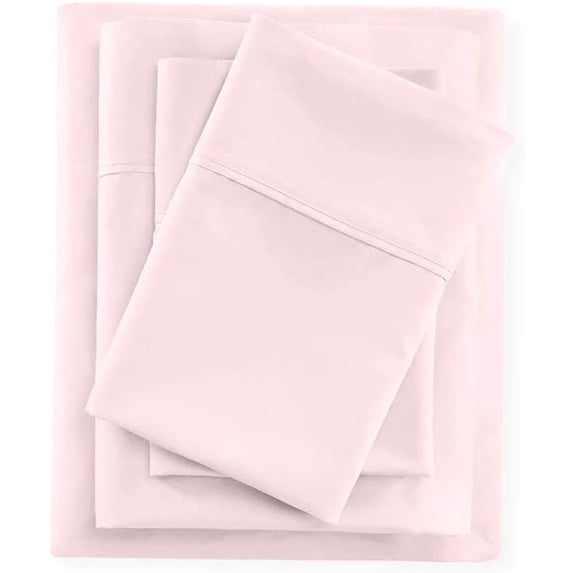 100% Egyptian Cotton 4 PC Bed Sheet Set, 600 Thread Count, Extra Soft and Luxury, Luxury Sheet Set 4 PC, 12" Deep Pocket - Olympic Queen Size - Pink Solid.