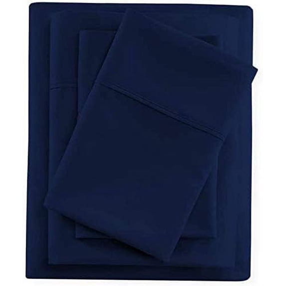 100% Egyptian Cotton 4 PC Bed Sheet Set, 600 Thread Count, Extra Soft and Luxury, Luxury Sheet Set 4 PC, 18" Deep Pocket - Cal king Size - Navy Blue Solid.