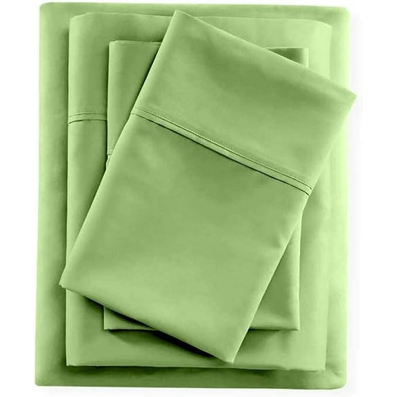 100% Egyptian Cotton 4 PC Bed Sheet Set, 600 Thread Count, Extra Soft and Luxury, Luxury Sheet Set 4 PC, 12" Deep Pocket - Full XL Size - Sage Solid.