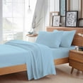 thumbnail image 1 of 100% Egyptian Cotton 4 Pcs Sheet Set Solid 24 inches (Light Blue,Twin), 1 of 6