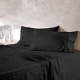 thumbnail image 1 of 100% Egyptian Cotton 4 Pcs Sheet Set Stripe 24 inches (Black,King), 1 of 6