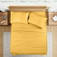 thumbnail image 1 of 100% Egyptian Cotton 400 Thread Count 4 Piece (1-Flat sheet + 1-Fitted Sheet + 2- Pillow Covers ) Sheet Set 15 Inch Deep Pocket Color Gold Solid Size Twin, 1 of 5