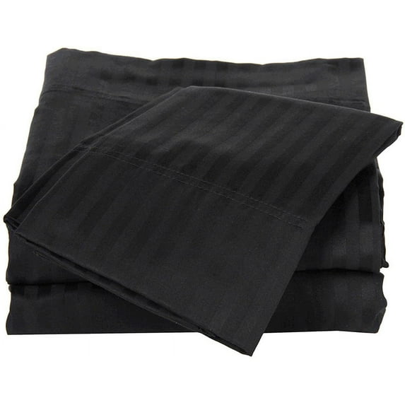 100% Egyptian Cotton 400 Thread Count 4 Piece Sheet Set 30 Inch Deep Pocket Color Black Stripe Size California King