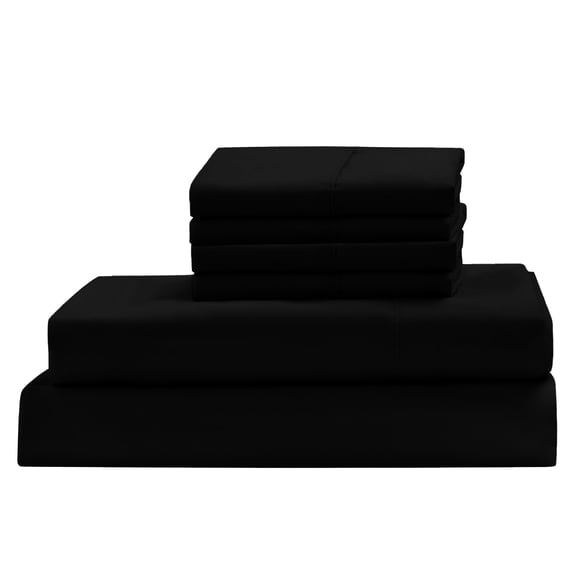 100% Egyptian Cotton, 400 Thread Count Sheet Set 6 PC Full, Black - 18" Deep Pocket