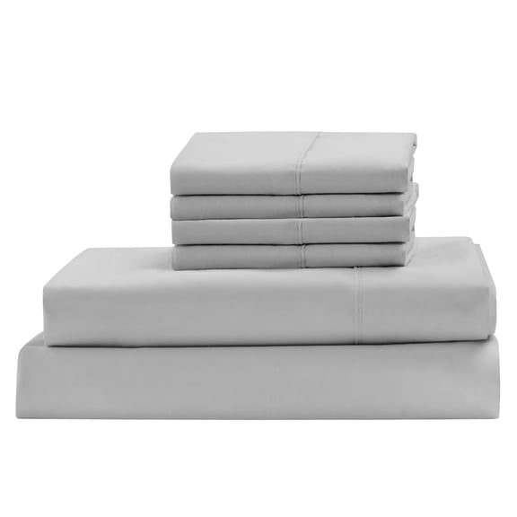100% Egyptian Cotton, 400 Thread Count Sheet Set 6 PC Full, Silver 22" Deep Pocket