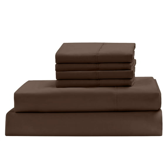 100% Egyptian Cotton, 400 Thread Count Sheet Set 6 PC Full-XL, Chocolate 25" Deep Pocket