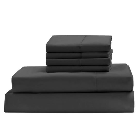 100% Egyptian Cotton, 400 Thread Count Sheet Set 6 PC King, Dark Grey 25" Deep Pocket