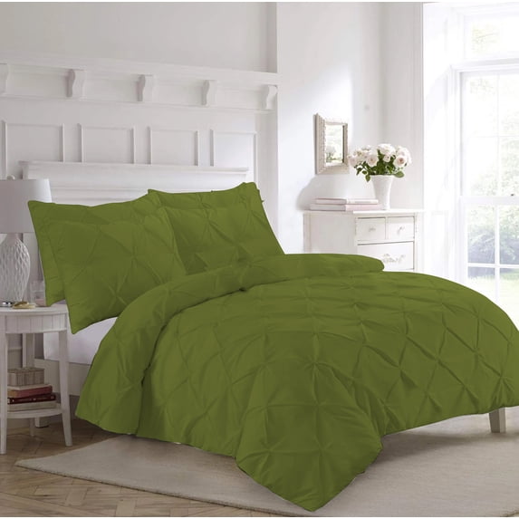 BedDecor 100% Egyptian Cotton 5PCs Pinch Pleated Duvet Set Solid Wine Color Oversized King Size