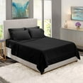 thumbnail image 1 of 100% Egyptian Cotton 6 Pcs Sheet Set Stripe 21 inches (Black,Full), 1 of 7