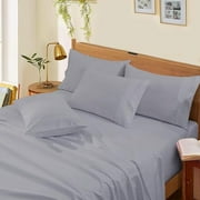 100% Egyptian Cotton 1000 Thread Count 4Pcs Sheet Set Upto 12 Inch Deep Pocket Bed Sheet Set - California King Size 72 X 84 Inch, Silver Solid