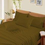 100% Egyptian Cotton 800 Thread Count 4Pcs Sheet Set Upto 12 Inch Deep Pocket Bed Sheet Set - King Size 78 X 80 Inch, Taupe Stripe