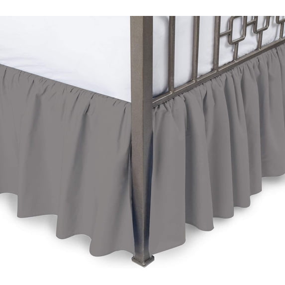 100% Egyptian Cotton 800 Thread Count Hotel Quality Dust Ruffle Bed Skirt, 15" Inch Drop Length Ruffle Bed Skirt, California King Size (72" x 84") Inch, Silver Solid