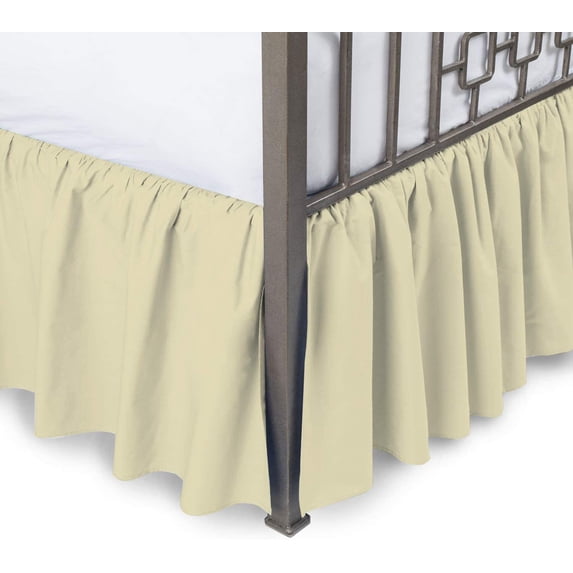 100% Egyptian Cotton 800 Thread Count Hotel Quality Dust Ruffle Bed Skirt, 15" Inch Drop Length Ruffle Bed Skirt, Full Size (54" x 75") Inch, Ivory Solid