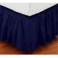 thumbnail image 1 of 100% Egyptian Cotton 800 Thread Count Hotel Quality Dust Ruffle Bed Skirt, 18" Inch Drop Length Ruffle Bed Skirt, Queen Size (60" x 80") Inch, Navy Blue Stripe, 1 of 5