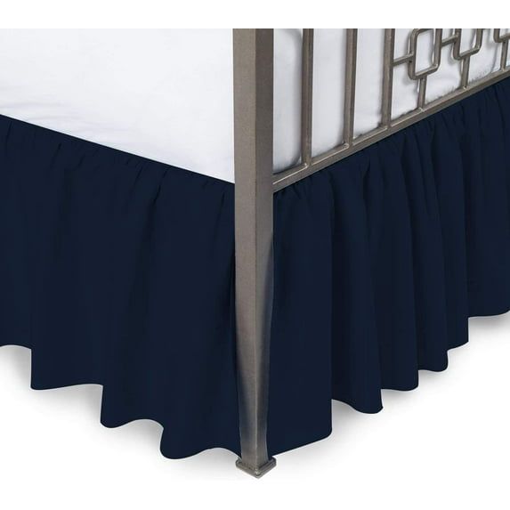 100% Egyptian Cotton 800 Thread Count Hotel Quality Dust Ruffle Bed Skirt, 18" Inch Drop Length Ruffle Bed Skirt, California King Size (72" x 84") Inch, Navy Blue Solid