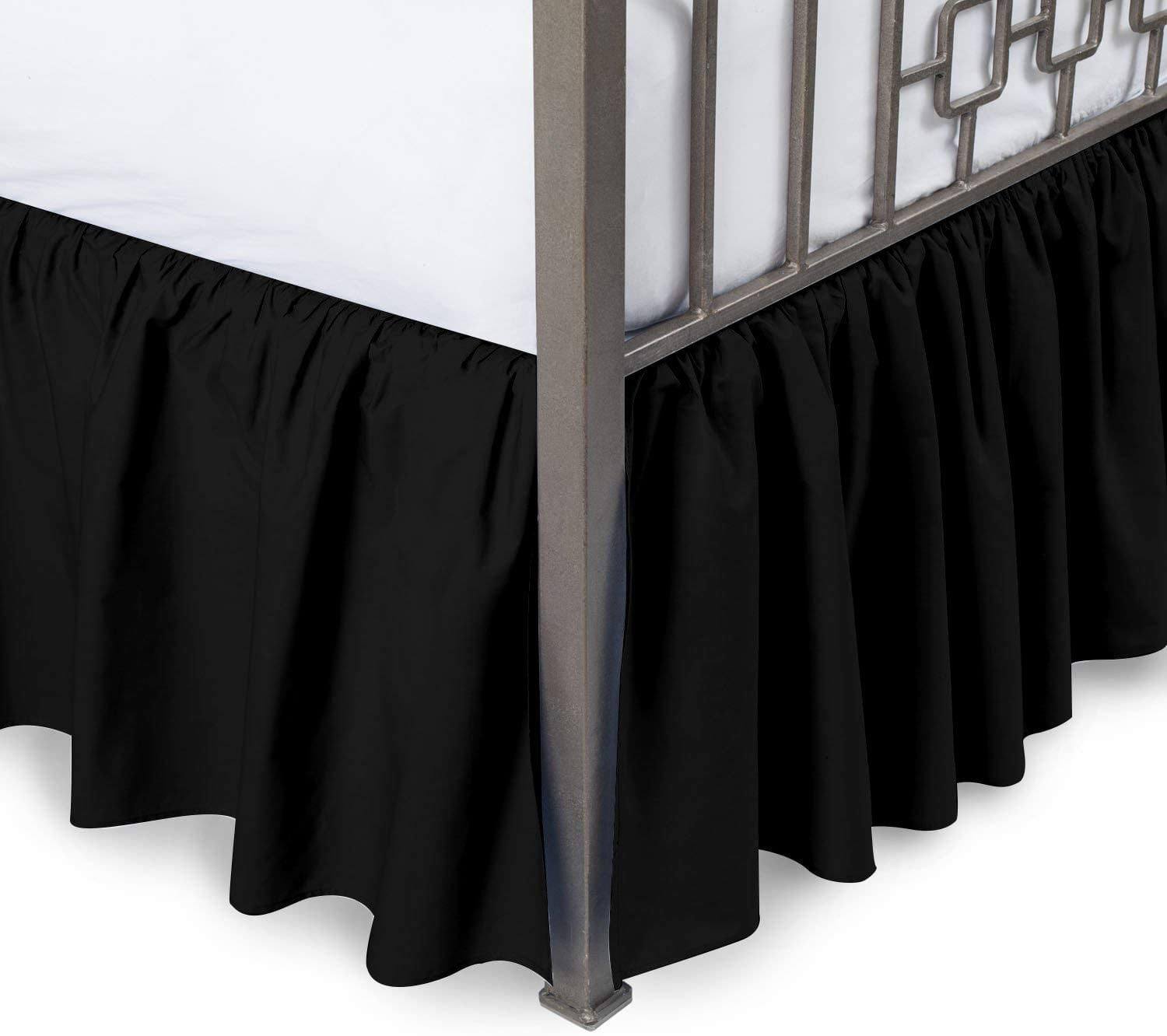100% Egyptian Cotton 800 Thread Count Hotel Quality Dust Ruffle Bed Skirt, 18" Inch Drop Length Ruffle Bed Skirt, Full Size (54" x 75") Inch, Black Solid