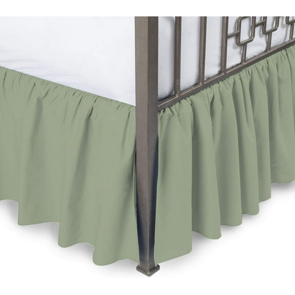 100% Egyptian Cotton 800 Thread Count Hotel Quality Dust Ruffle Bed Skirt, 18" Inch Drop Length Ruffle Bed Skirt, Queen Size (60" x 80") Inch, Sage Solid