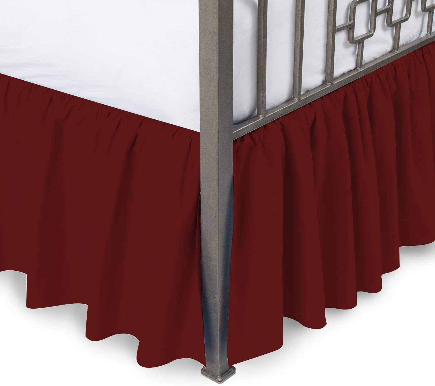 100% Egyptian Cotton 800 Thread Count Hotel Quality Dust Ruffle Bed Skirt, 21" Inch Drop Length Ruffle Bed Skirt, Queen Size (60" x 80") Inch, Burgundy Solid