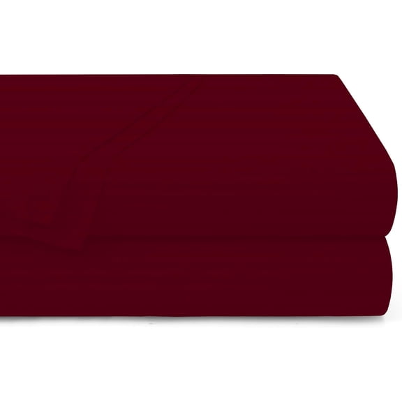 100% Egyptian Cotton 800 Thread Count Pack of 2 Luxury Soft Flat Sheets Luxurious Fabric Flat Sheet Full Size (72"X 102") - Burgundy Stripe