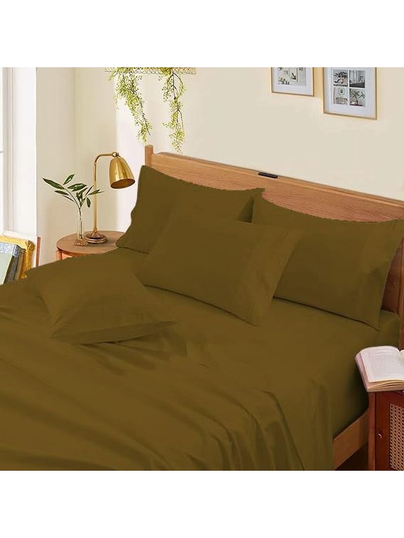 100% Egyptian Cotton Bed Sheets - 1000 TC 4 Piece Bed Sheets, Sateen Weave, Luxury Hotel Sheets, Fits Mattress Upto 18" Deep Pocket - Twin Size - Taupe Solid