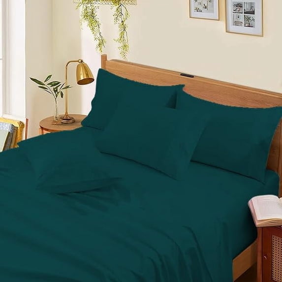 100% Egyptian Cotton Bed Sheets - 1000 TC 4-Piece Sheet for Bed, Sateen Weave, Luxury Hotel Sheets, Fits Mattress Upto 18" Deep Pocket - California King Size - Teal Solid