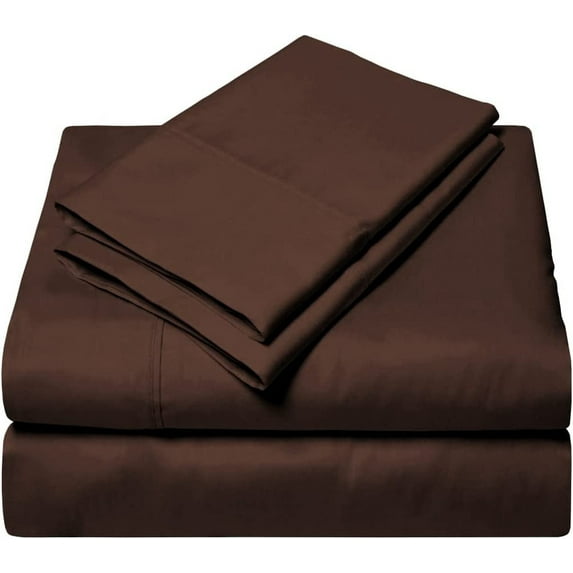 100% Egyptian Cotton Bed Sheets Set with 12" Inch Deep Pocket - Soft & Cooling Sheets - 4 Piece Sheets & Pillowcases - 400 Thread Count Luxury Bedding - Chocolate Solid, King Size.