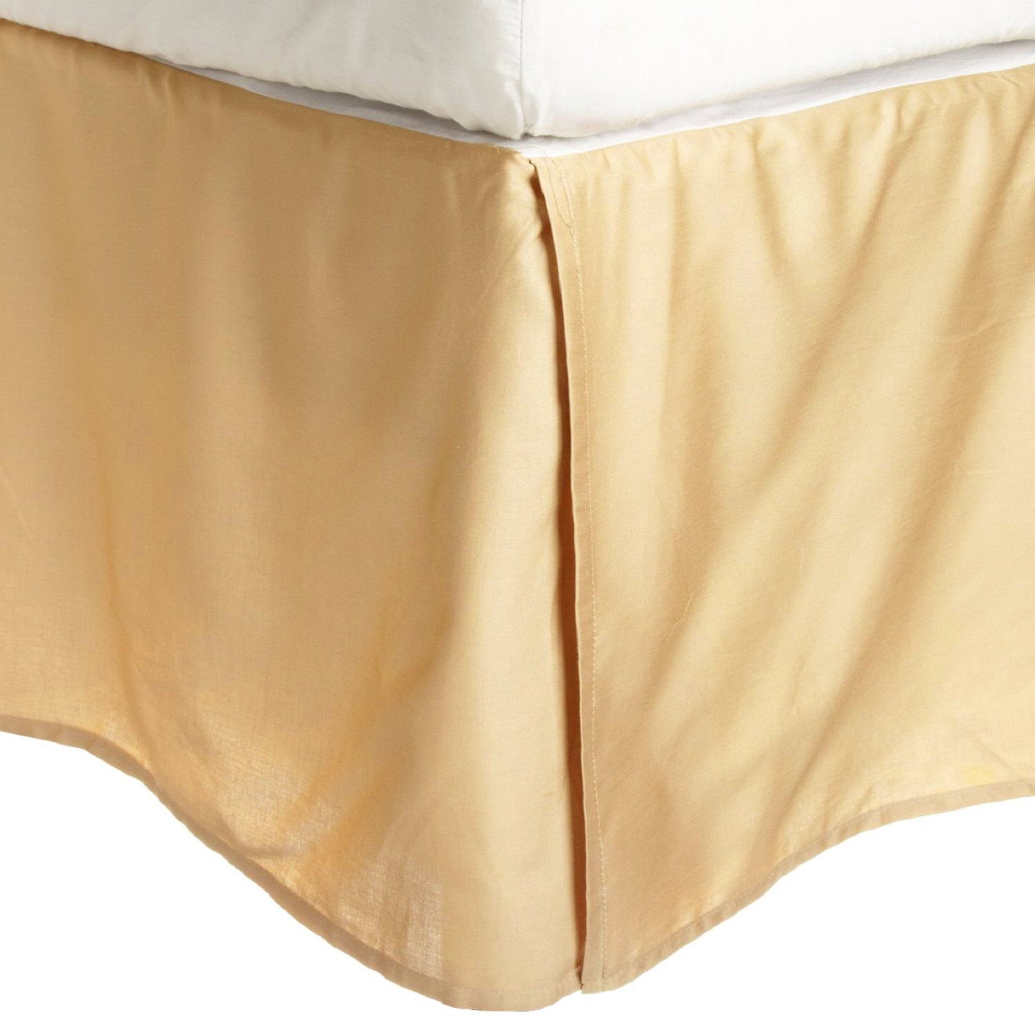 100% Egyptian Cotton Chic Solid Bed Skirt with Split Corners Beige / King