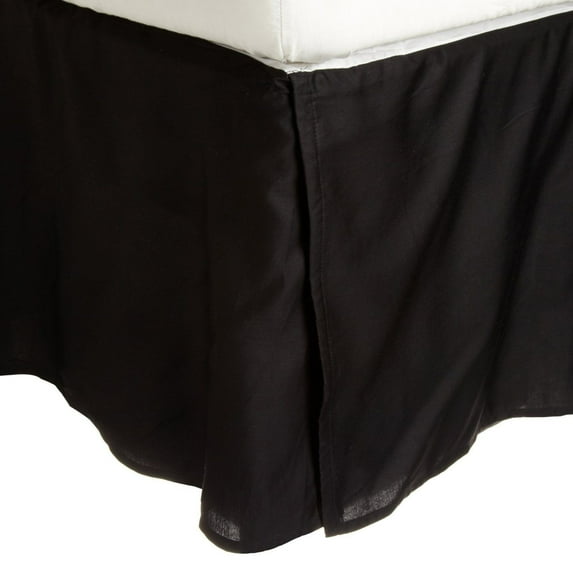100% Egyptian Cotton Chic Solid Bed Skirt with Split Corners Black / Twin