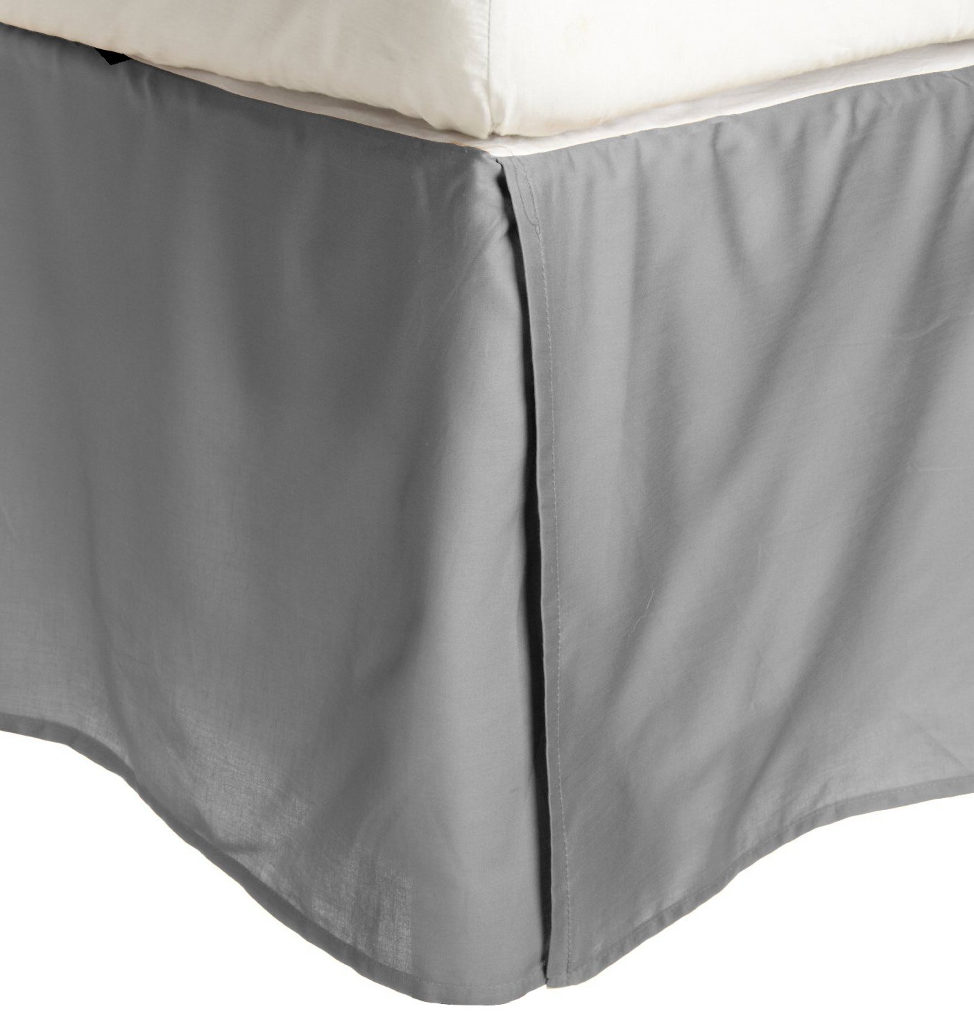 100% Egyptian Cotton Chic Solid Bed Skirt with Split Corners Grey / Twin