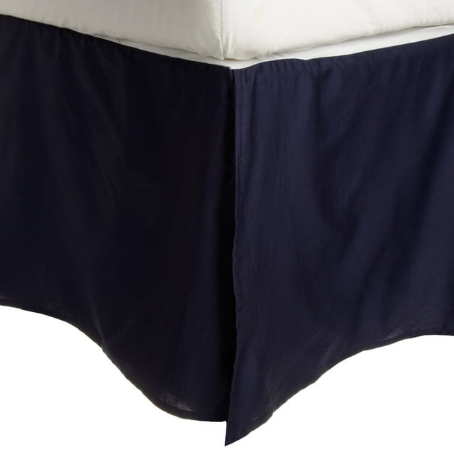 100 Egyptian Cotton Chic Solid Bed Skirt with Split Corners Navy Blue