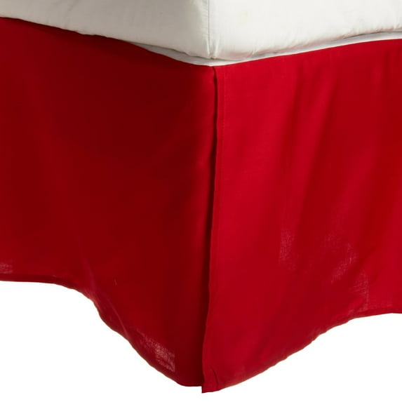 100% Egyptian Cotton Chic Solid Bed Skirt with Split Corners Red / Twin