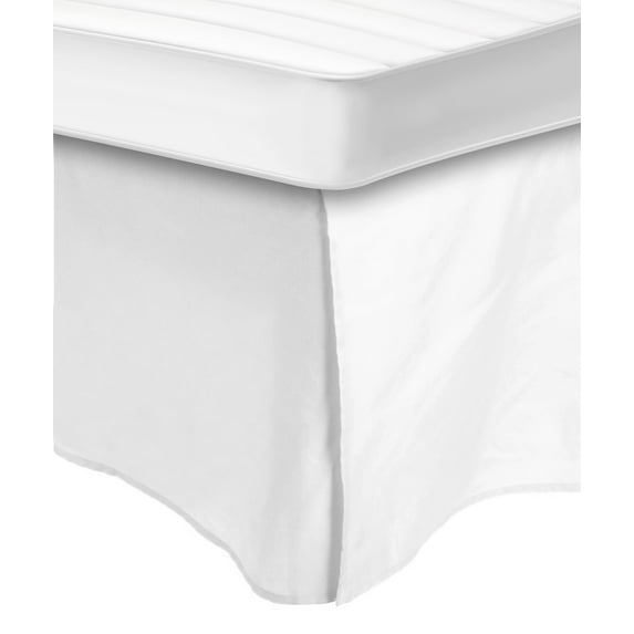 100% Egyptian Cotton Chic Solid Bed Skirt with Split Corners White / Queen