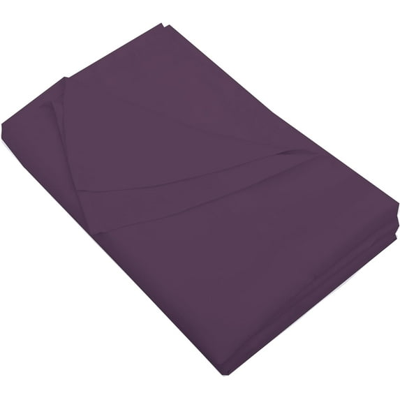 100% Egyptian Cotton Emperor (110" x 114" ) Flat Sheet, 600 Thread Count, Cool & Breathable, Soft & Durable Top Sheet { Solid Plum Emperor Size }