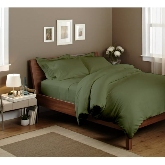 100% Egyptian Cotton Fitted Sheet with 15" deep Pocket 600TC Solid (Cal-King, Olive)