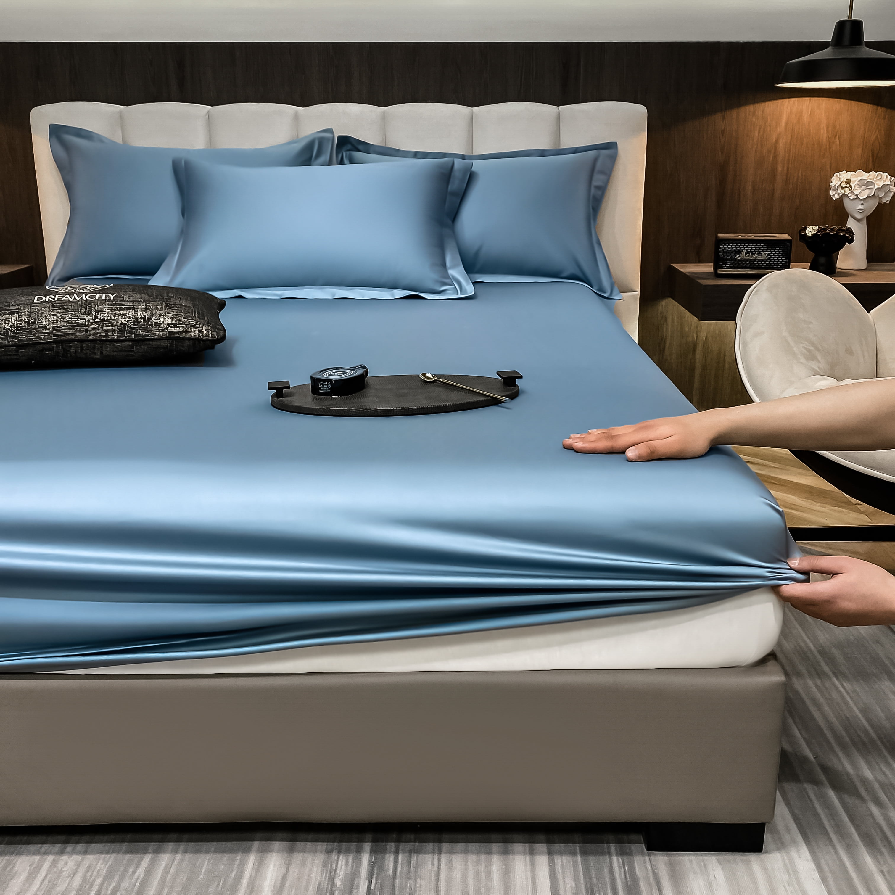 100 Egyptian Cotton Fitted Sheet with Elastic Band Luxury Soft 400TC